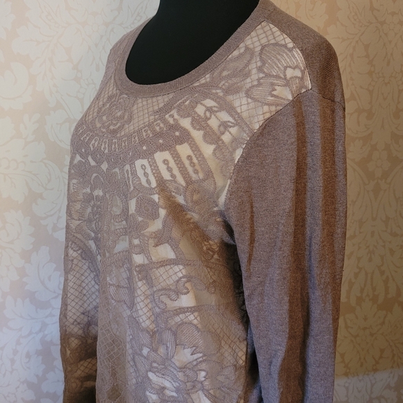 Simply Vera VeraWang Mock-Layer Lace Sweater! - Picture 3 of 10